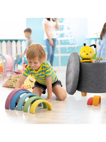 relaxdays Sitzhocker in Dunkelgrau - (H)41 x (D)44 cm