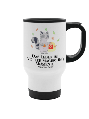 Mr. & Mrs. Panda Kaffeebecher Waschbär Laterne mit Spruch in Weiß