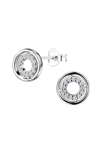 Alexander York OHRSTECKER RUND MIT ZIRKONIA in 925 Sterling Silber