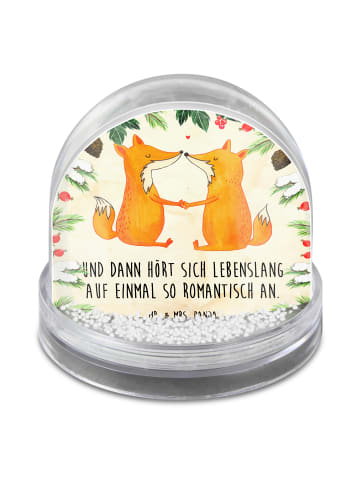Mr. & Mrs. Panda Schneekugel Weihnachten Füchse Liebe mit Spruch in Naturpapier