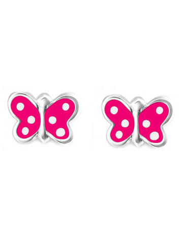 Schmuck23 Ohrringe 925 Silber Schmetterling in Pink