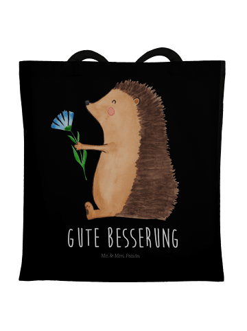 Mr. & Mrs. Panda Uni Tasche Igel Blumen mit Spruch in Schwarz