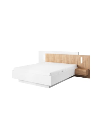 Feldmann-Wohnen Doppelbett 3D weiß gold craft oak 264 / 218 / 102 cm