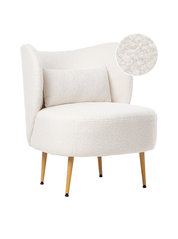Beliani Sessel OTSBY II in Weiß/Heller Holzfarbton - (W) 60 x (H) 76 x (L) 55 cm