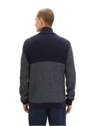 Tom Tailor Strickjacke TWOTONE KNIT in Blau