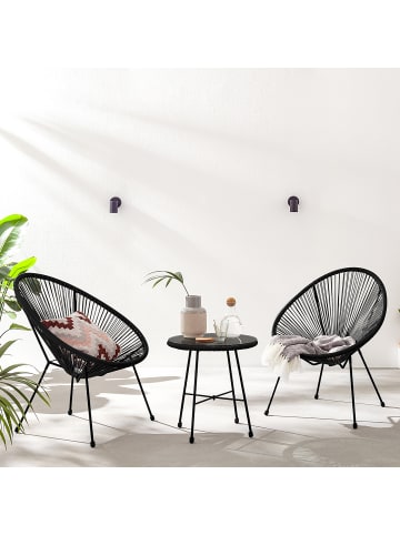 home24 Sitzgruppe Copacabana 3-teilig in Schwarz