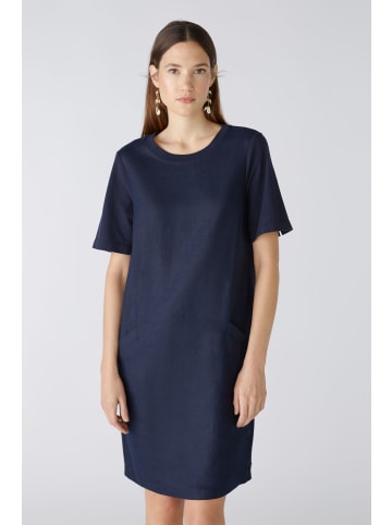 Oui Kleid Leinen-Baumwollpatch in darkblue