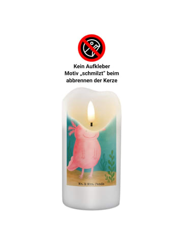 Mr. & Mrs. Panda Stumpenkerze Axolotl Glücklich Design mit Spruch in Weiß