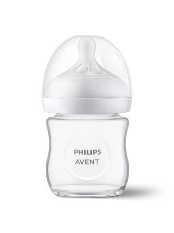 Philips Avent Glas-Flasche Natural Response 120ml + Silikon-Sauger in weiss