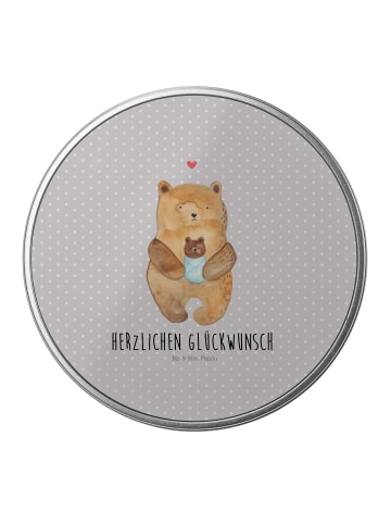 Mr. & Mrs. Panda Aufbewahrungsbox Bär Baby mit Spruch in Grau Pastell