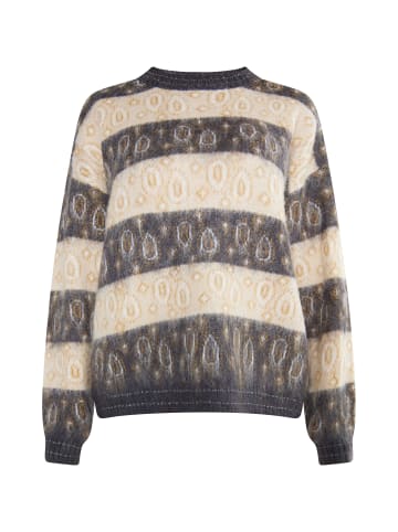 usha FESTIVAL Damen Strick Pullover in Anthrazit Beige Mehrfarbig
