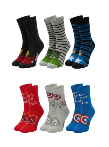 Yuhu.kids 6er-Set: Socken Avengers Iron Man Hulk Captain America in Mehrfarbig