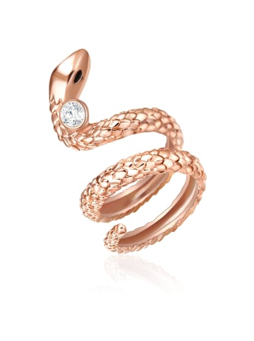Lulu & Jane Ring Schlange Metall-Legierung verziert mit Kristallen von Swarovski® in roségold
