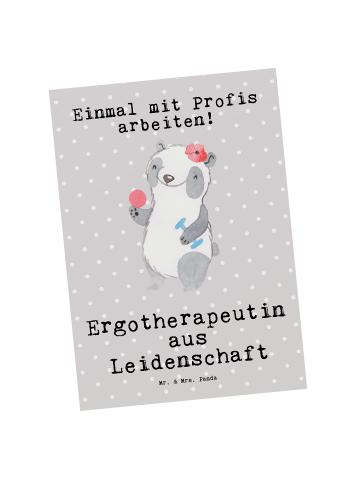 Mr. & Mrs. Panda Wanddeko Ergotherapeutin Leidenschaft mit Spruch in Grau Pastell