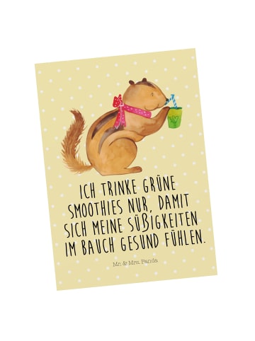 Mr. & Mrs. Panda Grußkarte Eichhörnchen Smoothie mit Spruch in Gelb Pastell