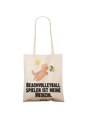 Mr. & Mrs. Panda Tragetasche Otter Beachvolleyball mit Spruch in Creme