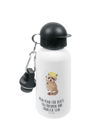 Mr. & Mrs. Panda Kindertrinkflasche Waschbär mit Spruch in Weiß