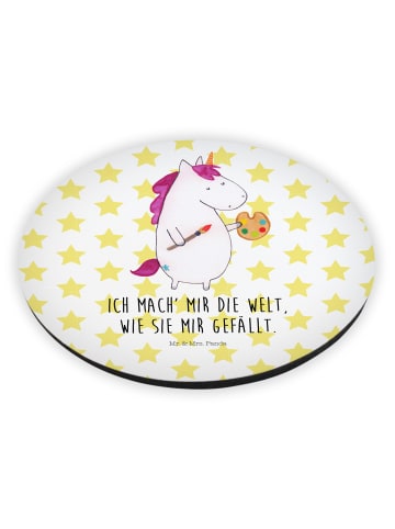Mr. & Mrs. Panda Rund Magnet Einhorn Künstler mit Spruch in Weiß