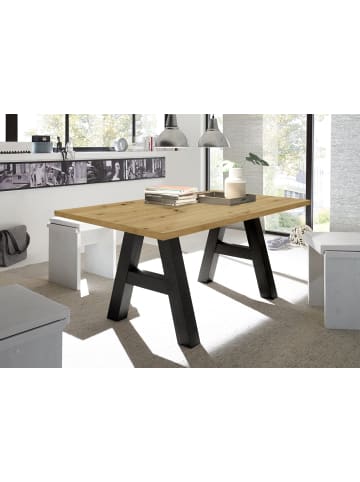 58 aufm Kessel ESSZIMMERTISCH Elia 8 140 x 90 x 75 Esstisch Schwarzstahl/Asteiche