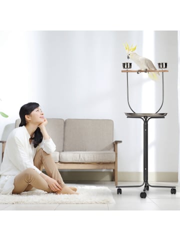 relaxdays Papageien Freisitz in Silber