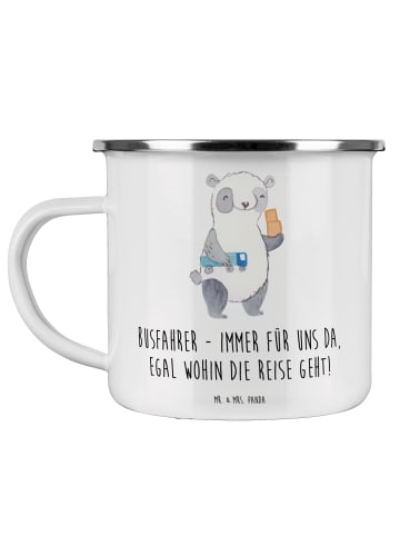 Mr. & Mrs. Panda Emaille Tasse Busfahrer Held mit Spruch in Weiß
