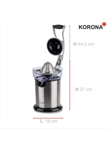 COFI 1453 KORONA Elektrische Zitruspresse mit Pressarm und Edelstahl-Presskegel in Silber