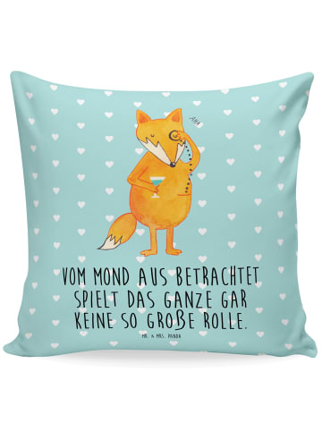 Mr. & Mrs. Panda Kissen 40x40 Fuchs Lord mit Spruch in Türkis Pastell