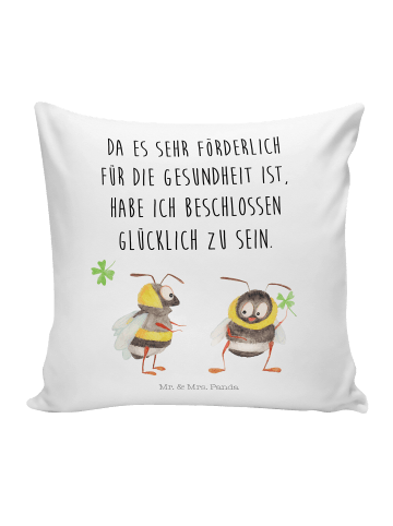 Mr. & Mrs. Panda Sofakissen Hummeln Kleeblatt mit Spruch in Weiß