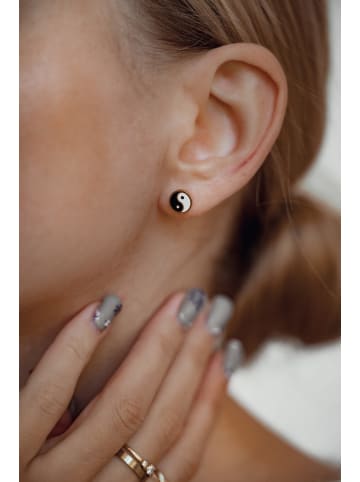 Hey Happiness Vergold. Ohrstecker Yin Yang Edelstahl in Rosegold - (D) 0,8 cm