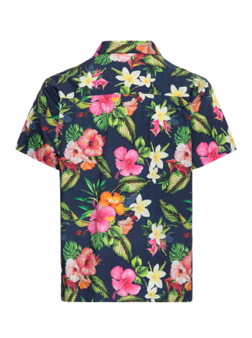 King Kerosin King Kerosin Hawaii Hemd Tropical Flowers in dunkelblau