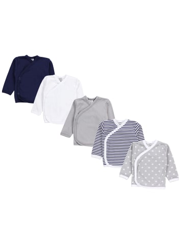 TupTam Baby Langarm Wickelshirt 5er Set in grau/weiß