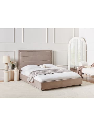 Beliani Doppelbett ROUEN in Beige/Schwarz - (W) 148 x (H) 112 x (L) 214 cm