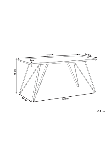 Beliani Esszimmertisch MOLDEN in Weiß/Schwarz - (W) 80 x (H) 75 x (L) 150 cm