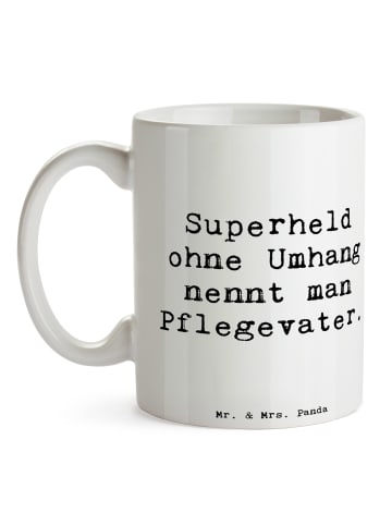 Mr. & Mrs. Panda Keramtiktasse Spruch Pflegevater Held mit Spruch in Weiß