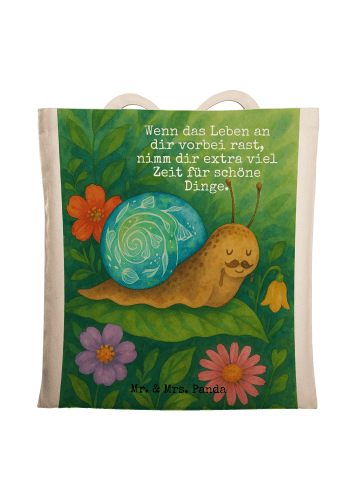 Mr. & Mrs. Panda Shopping Tasche Schnecke Sir Design mit Spruch in Weiß