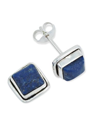 mantraroma 925er Silber - Ohrstecker (L) 9 x (B) 9 mm mit Lapis Lazuli