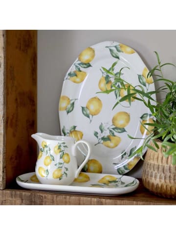 Chic Antique Plätzchenteller MAISON CITRON Tablett Teller mit Zitronen 25x11 cm