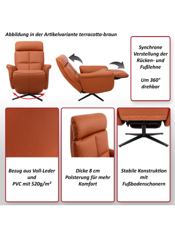 MCW Relaxsessel L10 mit Liegefunktion drehbar, Terracotta-braun