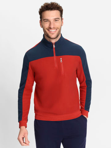 WITT WEIDEN Fleece-Shirt in dunkelblau-rot