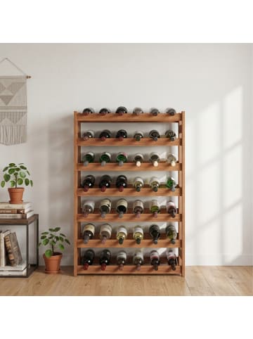 relaxdays Weinregal in Natur - (B)63 x (H)102 x (T)25 cm