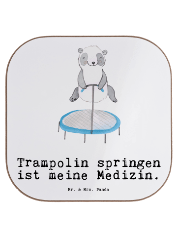 Mr. & Mrs. Panda Untersetzer Panda Trampolin springen mit Spruch in Weiß