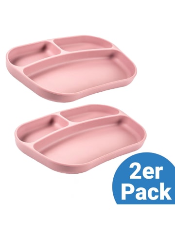 MiaMia Esslern-Teller aus Silikon 2er Pack in rosa