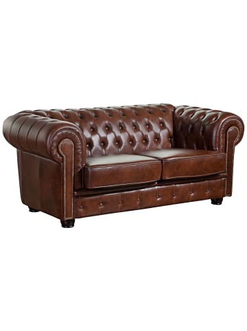 58 aufm Kessel SOFA 2-Sitzer Kath Bezug Wischleder Buche nussbaum dunkel / braun