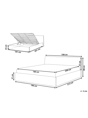 Beliani Doppelbett ORBEY in Weiß - (W) 198 x (H) 88 x (L) 212 cm