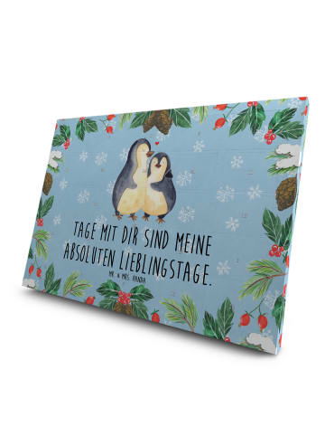 Mr. & Mrs. Panda Adventskalender Pinguin umarmen mit Spruch in Eisblau