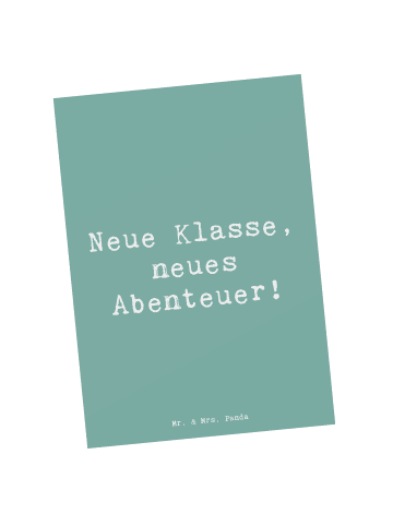 Mr. & Mrs. Panda Postkarte Spruch Erster Schultag Abenteuer mit ... in Meeresbrise
