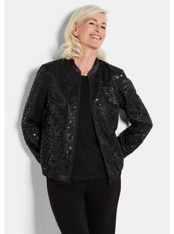 GOLDNER Kurzgröße:  Perlenjacke mit Pailletten in schwarz / metallic / gemustert