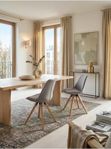 KADIMA DESIGN Esszimmerstühle 2er-Set | Stoff-Bezug, Massivholz, Nordic Modern in Grau