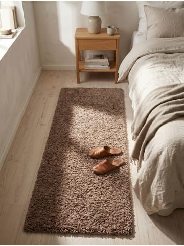 KADIMA DESIGN Teppich Hochflor Shaggy Waschbar Einfarbig RHEIN Strapazierfähig in Mokka
