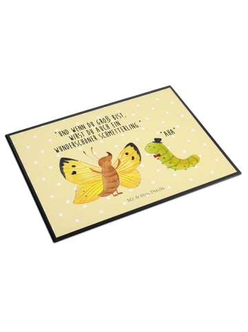 Mr. & Mrs. Panda Schreibunterlage Raupe Schmetterling mit Spruch in Gelb Pastell